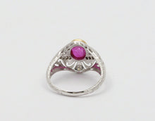 Load image into Gallery viewer, Vintage Burma Ruby Filigree Diamond 18K Gold Ring , Engagement Ring.