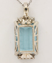 Load image into Gallery viewer, Vintage Aquamarine Diamonds 14K White Gold Pendant