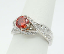 Load image into Gallery viewer, Vintage Ladies Spessartite Garnet Diamonds 18K White Gold Ring