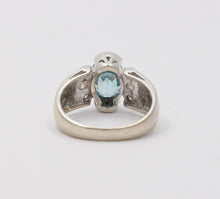 Load image into Gallery viewer, Vintage 14K White Gold Blue Zircon Diamond Ring, Cocktail Ring