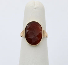 Load image into Gallery viewer, Art Deco Intaglio Carved Carnelian 14K Yellow Gold Signet Ring