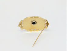 Load image into Gallery viewer, Victorian18K Yellow Gold Black Enamel Diamond Pearl brooch