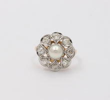 Load image into Gallery viewer, Edwardian Old European Diamonds Natural Pearl Platinum 18K YG Ring