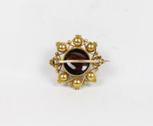 Load image into Gallery viewer, Vintage Tourmaline 14K Yellow Gold Seed Pearls Turquoise Brooch Pin