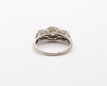 Load image into Gallery viewer, Art Deco 18K White Gold Diamond & Synthetic Sapphire Ring