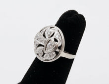 Load image into Gallery viewer, Art Deco Diamonds Hearts 14K White Gold Ring