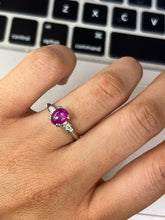 Load image into Gallery viewer, Vintage Platinum Star Ruby & Diamond Ring, Engagement Ring