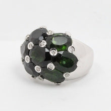 Load image into Gallery viewer, Vintage 18K White Gold Green Tourmaline & Diamonds Dome Ring