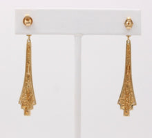Load image into Gallery viewer, Art Deco 14K Yellow Gold Geometry Diamond Tapered Drop Earrings