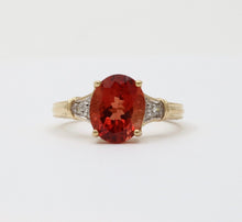 Load image into Gallery viewer, Vintage 14K Gold Andesine And Diamond Engagement Ring .