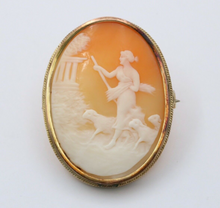 Load image into Gallery viewer, Antique 14K Yellow Gold The Meloi Khryseoip Shell Cameo Brooch.Pin.