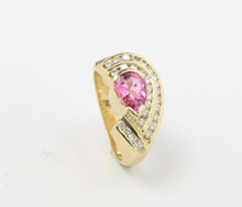 Load image into Gallery viewer, Vintage 14K Yellow Gold Pink Sapphire and Diamond Ring