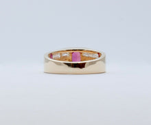 Load image into Gallery viewer, Geometric Vintage Ruby Diamonds 14K Yellow Gold Ring