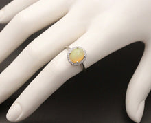 Load image into Gallery viewer, Classic 14K White Gold Ethiopian Opal, Diamond Halo Ring, Fine Jewelry, October Birthstone