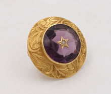 Load image into Gallery viewer, Victorian 14K Yellow Gold Amethyst Seed Pearl Brooch Pin