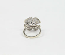 Load image into Gallery viewer, Vintage Four Leaf Clover Sapphires & Diamond Pave 14K White Gold Ring