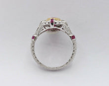 Load image into Gallery viewer, Vintage 18K White Gold Ruby Diamond Alternative Engagement Ring