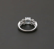 Load image into Gallery viewer, Vintage 14K White Gold Aquamarine Diamond Ring Band, Engagement Ring.