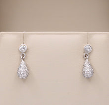Load image into Gallery viewer, Vintage 14K White Gold Diamond Dangling Earrings