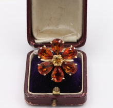 Load image into Gallery viewer, Vintage Flower Fire Citrine 18K Yellow Gold Ring