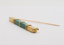 Load image into Gallery viewer, Art Deco Geometric Bar Brooch Malachite 14K Yellow Gold