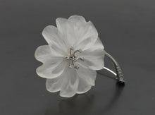 Load image into Gallery viewer, Vintage 18K White Gold Diamond Crystal Flower Brooch