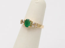 Load image into Gallery viewer, Lovely Vintage Emerald Baguette Diamonds 14K Yellow Gold Ring
