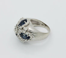 Load image into Gallery viewer, Vintage 14K White Gold Sapphire Diamond Cocktail Ring