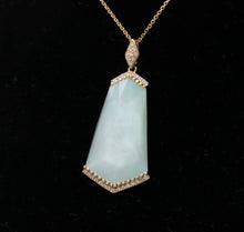 Load image into Gallery viewer, Minimalist 14K Yellow Gold Diamond Rock Crystal Fan Shape Crystal Haze Pendant Necklace