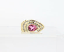 Load image into Gallery viewer, Vintage 14K Yellow Gold Pink Sapphire and Diamond Ring
