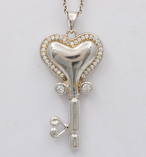 Load image into Gallery viewer, Classic Sterling Silver Open your Heart Key Charm Pendant