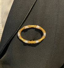 Load image into Gallery viewer, Victorian Etruscan Revival 14K Yellow Gold Baroque Pearl Oval Brooch Pin