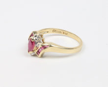 Load image into Gallery viewer, Vintage 10K Yellow Gold Ruby & Diamond Ring, Engagement RIng