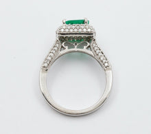 Load image into Gallery viewer, Vintage 14K White Gold Emerald Diamond Cocktail Ring
