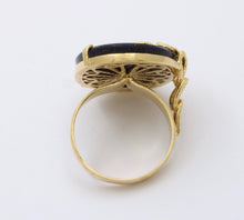 Load image into Gallery viewer, Vintage 18K Yellow Gold Blue Goldstone Statement Ring