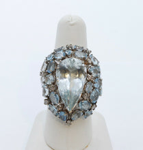 Load image into Gallery viewer, Large Aquamarine Diamonds 18K White Gold Statement Cocktail Ring