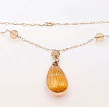 Load image into Gallery viewer, Edwardian Teardrop Citrine 14K Yellow Gold Pendant and Chain