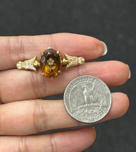 Load image into Gallery viewer, Antique Victorian 14K Yellow Gold Citrine flower Bar Pin.