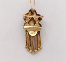 Load image into Gallery viewer, Victorian 14K Yellow Gold Shield Turquoise Foxtail Pendant Brooch