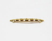 Load image into Gallery viewer, Art Nouveau 14K Yellow Gold Forget Me Not Flower Enamel Bar Pin