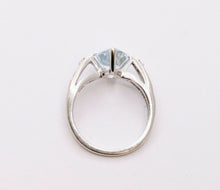 Load image into Gallery viewer, Vintage Ladies Natural Aquamarine Diamonds 14K White Gold Ring
