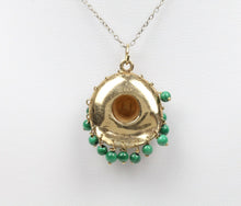 Load image into Gallery viewer, Vintage Sombrero Pendant 14K Yellow Gold Malachite