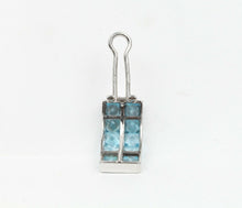 Load image into Gallery viewer, Vintage 18K White Gold Blue Topaz Huggies