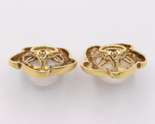 Load image into Gallery viewer, Large Mabe Pearl Diamonds Pinwheel French Clip Earrings