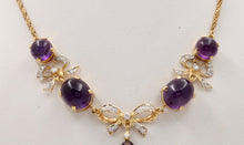 Load image into Gallery viewer, Estate Chandelier Amethyst Diamonds 14K Yellow Gold Necklace
