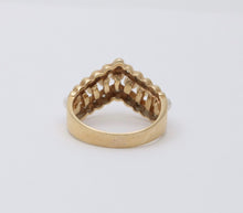Load image into Gallery viewer, Vintage V Shape 14K Yellow Gold Pearl & Diamond Ring
