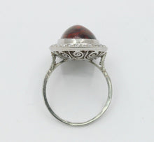 Load image into Gallery viewer, Vintage Ladies Cabochon Opal Diamonds Platinum Ring