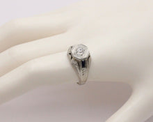 Load image into Gallery viewer, Antique Art Deco 14K White Gold Diamond & Sapphire Ring, Engagement Ring.
