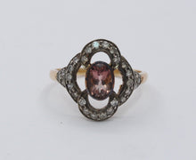 Load image into Gallery viewer, Antique 14K/10K Yellow & White Gold Pink Tourmaline Diamond Ring