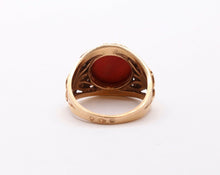 Load image into Gallery viewer, Victorian Edwardian Red Coral 14K Rose Gold Unisex Ring